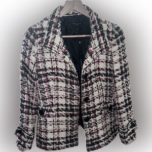 Talbots Multicolor Tweed Jacket – Chic Layered Blazer with Comfort Lining